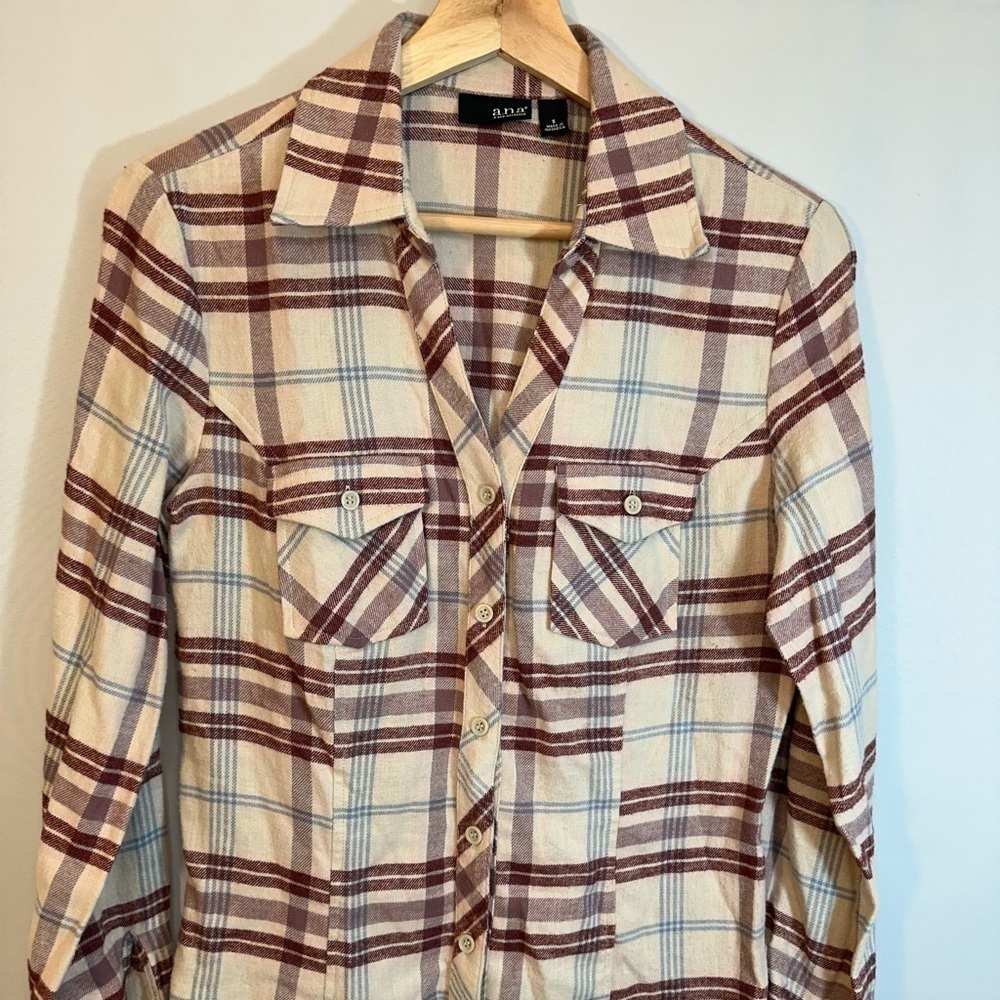a.n.a A New Approach Womens Shirt S Plaid Button Up Long Sleeve Western Cowgirl